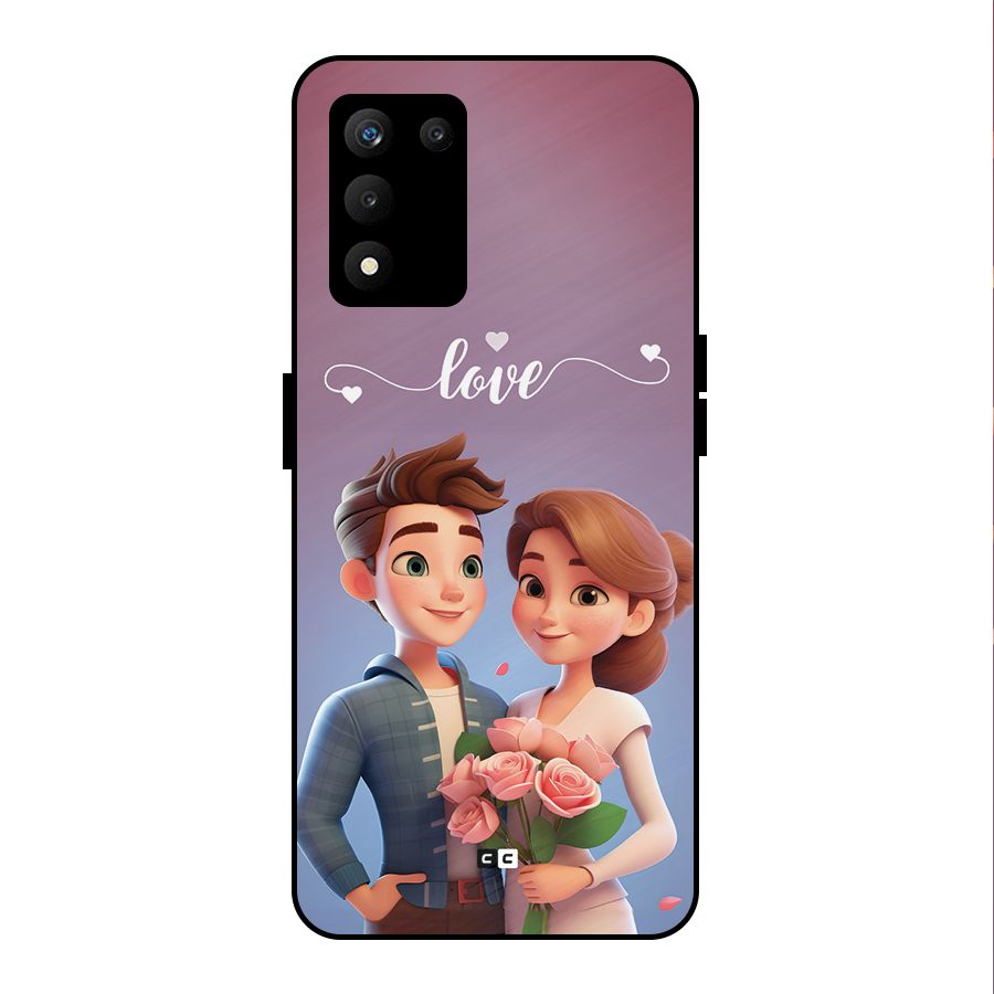 Couple With Flower Metal Back Case for realme 9 5G SE