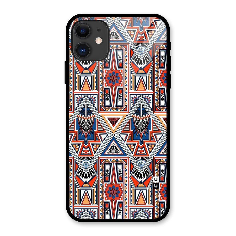 Creative Aztec Art Glass Back Case for iPhone 11