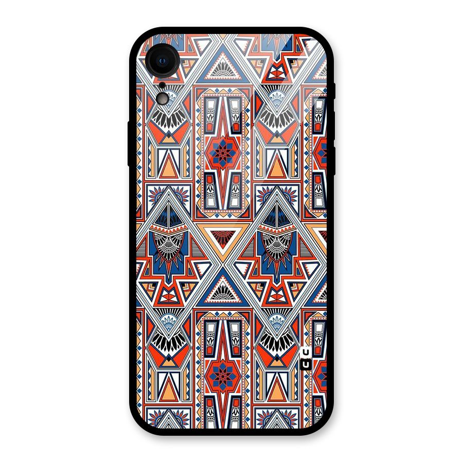 Creative Aztec Art Glass Back Case for iPhone XR