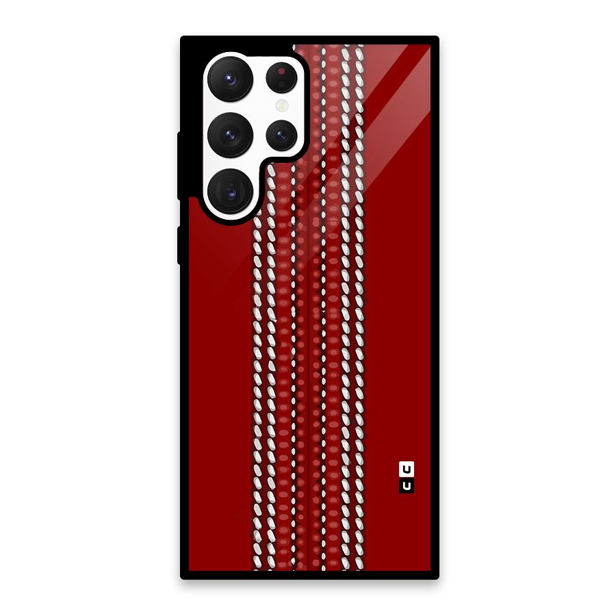 Cricket Ball Design Glass Back Case for Galaxy S22 Ultra 5G