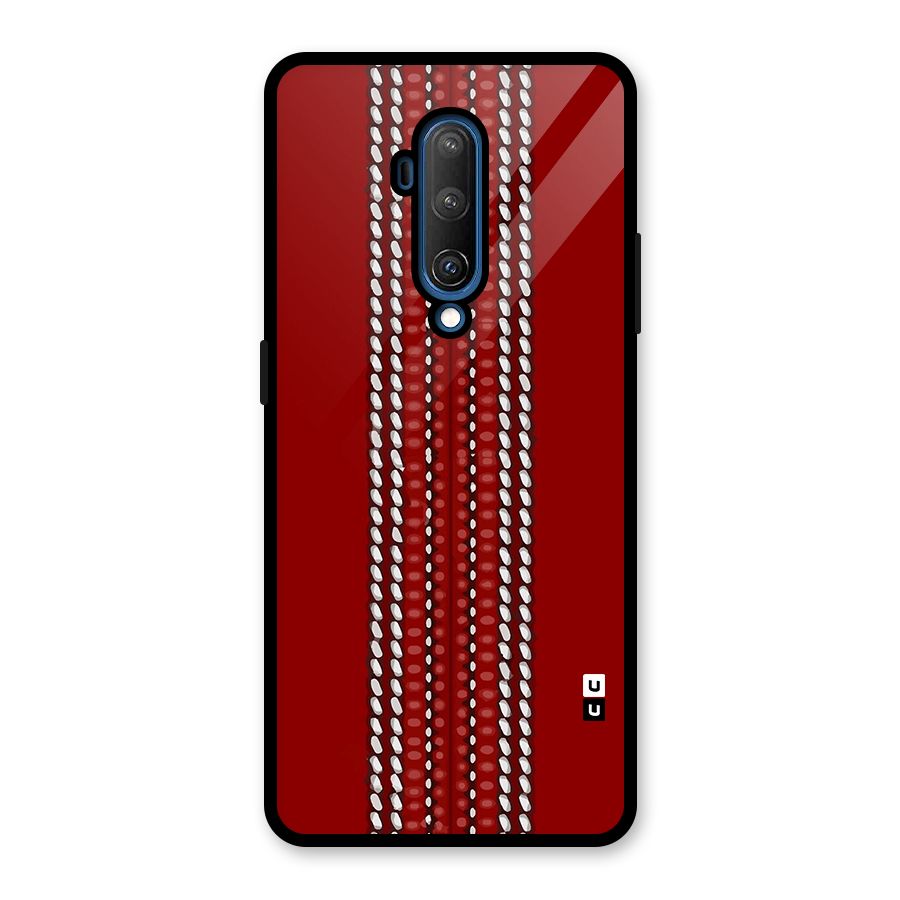 Cricket Ball Design Glass Back Case for OnePlus 7T Pro