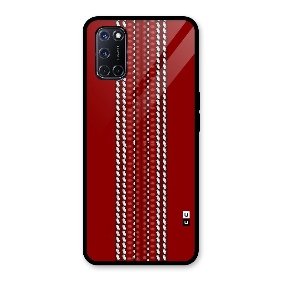 Cricket Ball Design Glass Back Case for Oppo A52