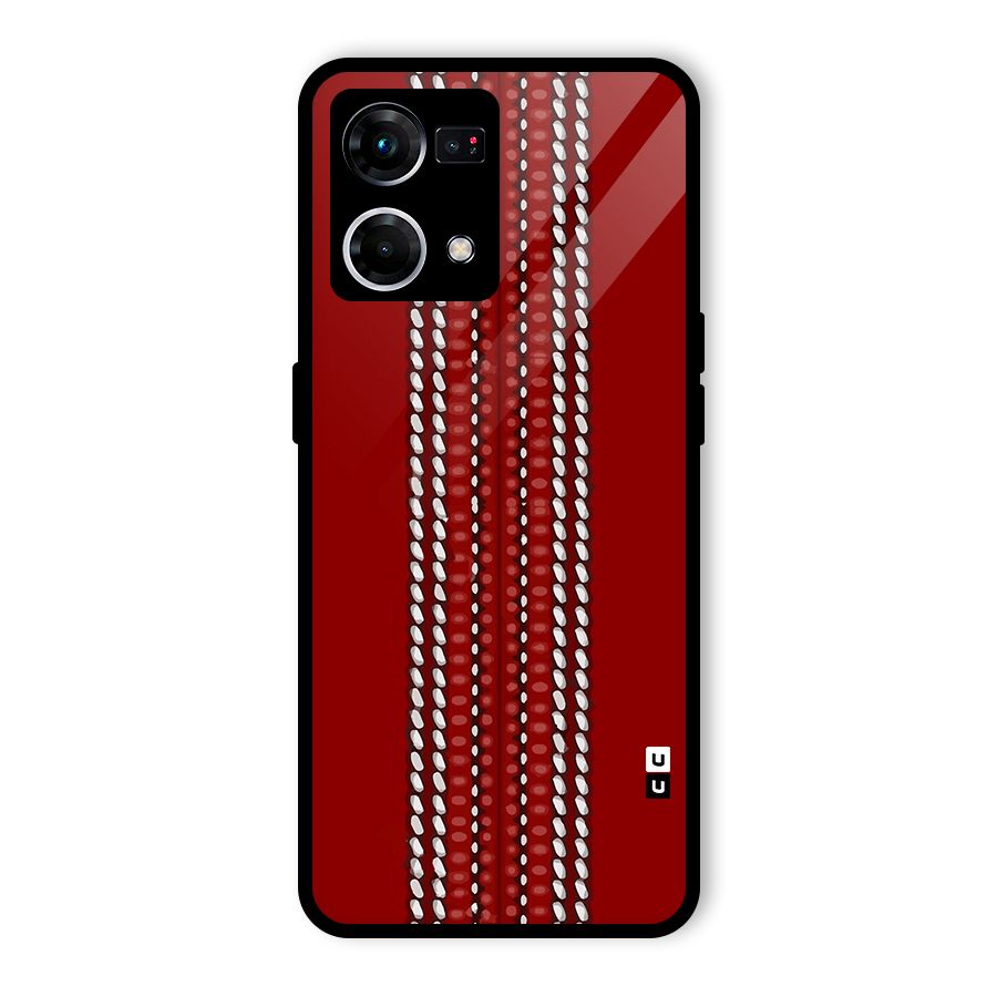 Cricket Ball Design Glass Back Case for Oppo F21 Pro 5G