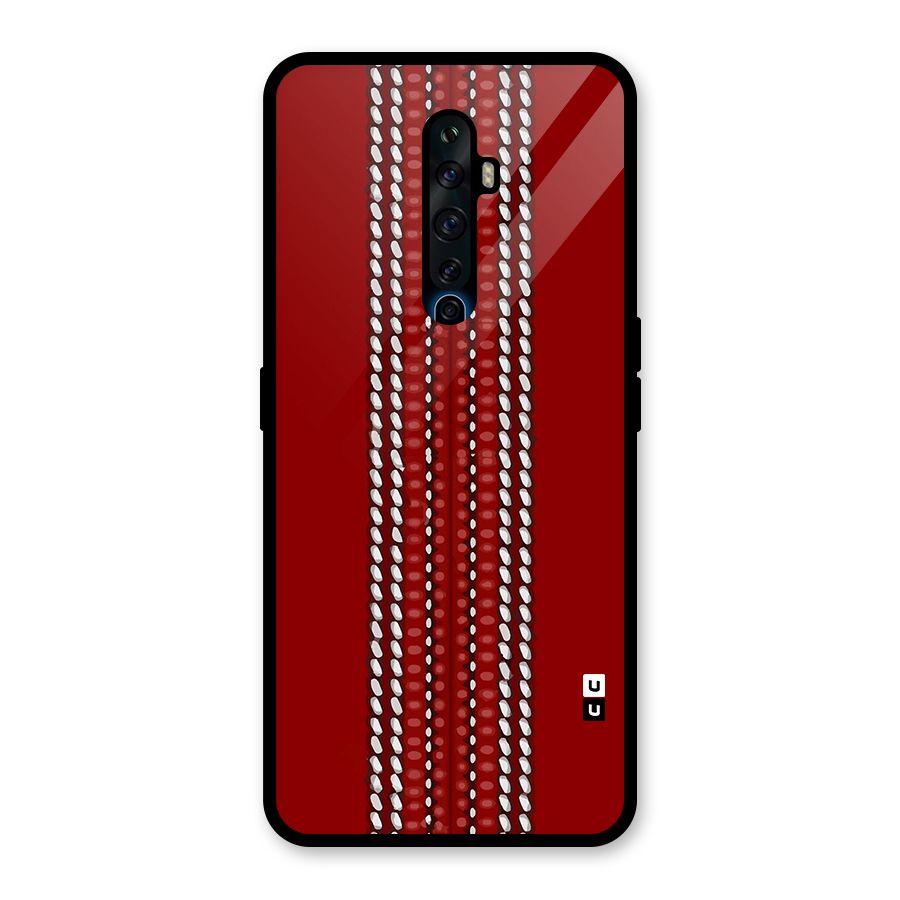 Cricket Ball Design Glass Back Case for Oppo Reno2 Z