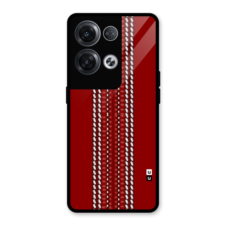 Cricket Ball Design Glass Back Case for Oppo Reno8 Pro 5G