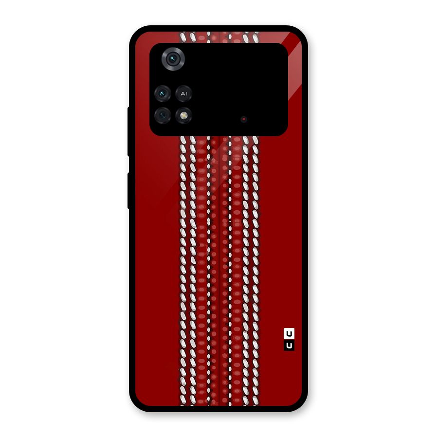 Cricket Ball Design Glass Back Case for Poco M4 Pro 4G