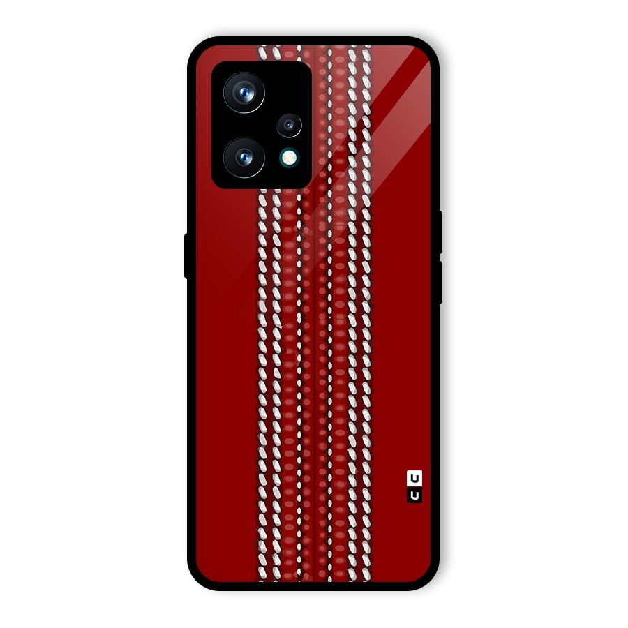 Cricket Ball Design Glass Back Case for Realme 9 Pro Plus 5G
