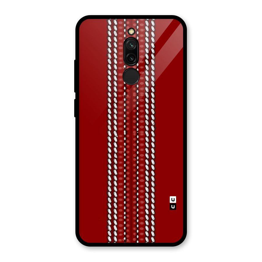 Cricket Ball Design Glass Back Case for Redmi 8