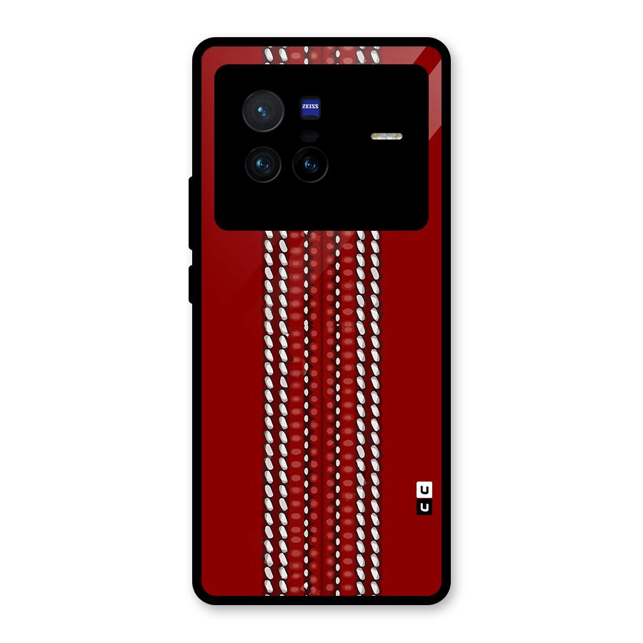 Cricket Ball Design Glass Back Case for Vivo X80