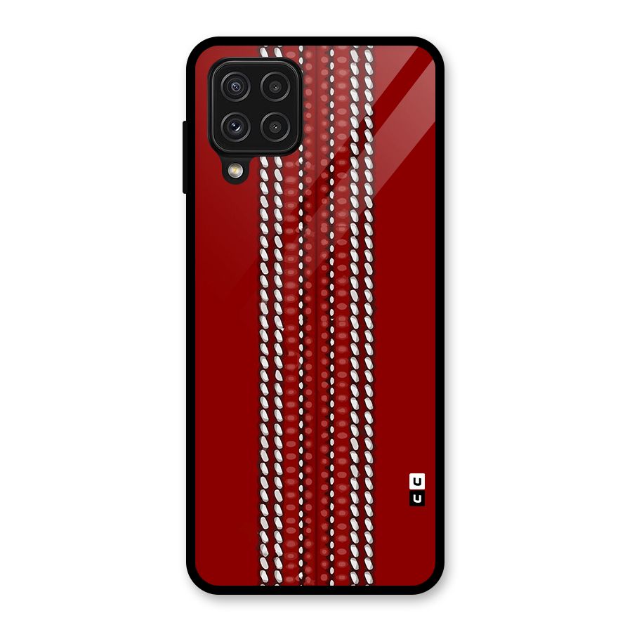 Cricket Ball Pattern Glass Back Case for Galaxy A22 4G