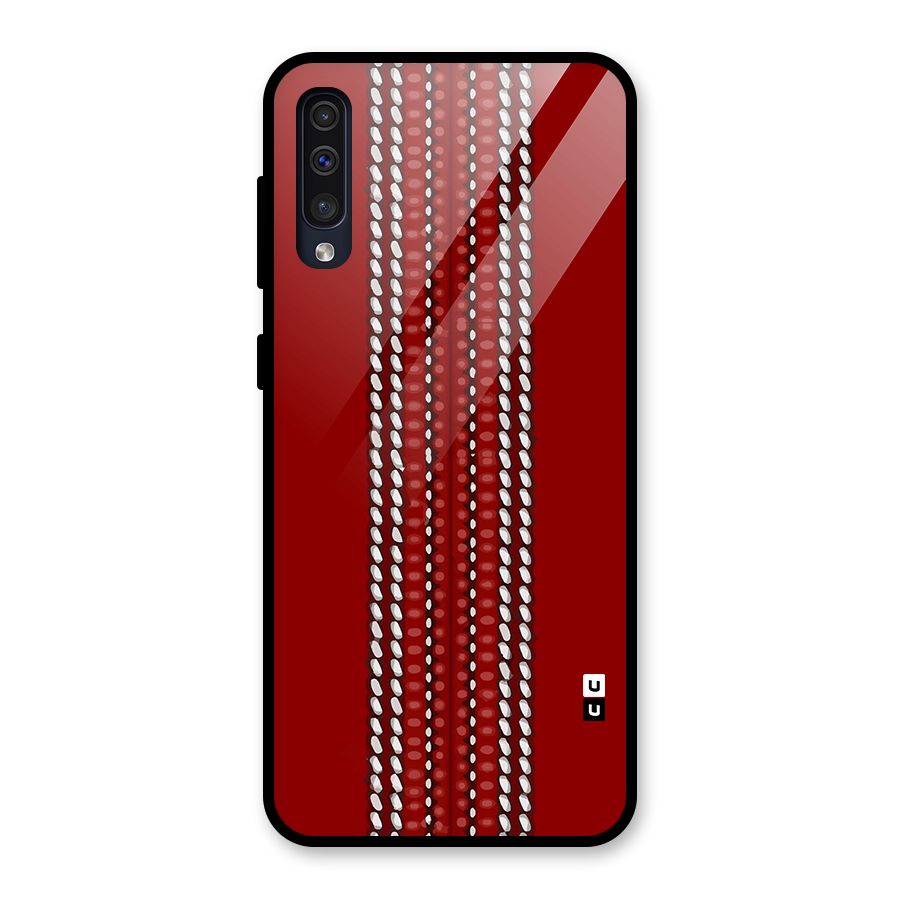 Cricket Ball Pattern Glass Back Case for Galaxy A50s