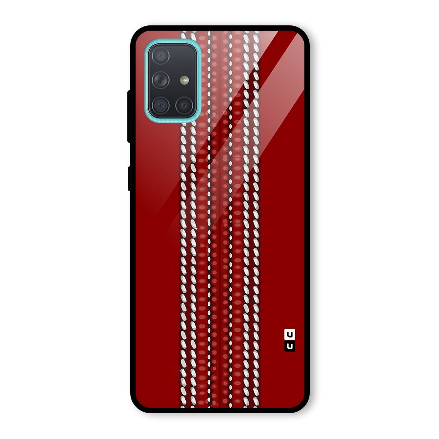 Cricket Ball Pattern Glass Back Case for Galaxy A71