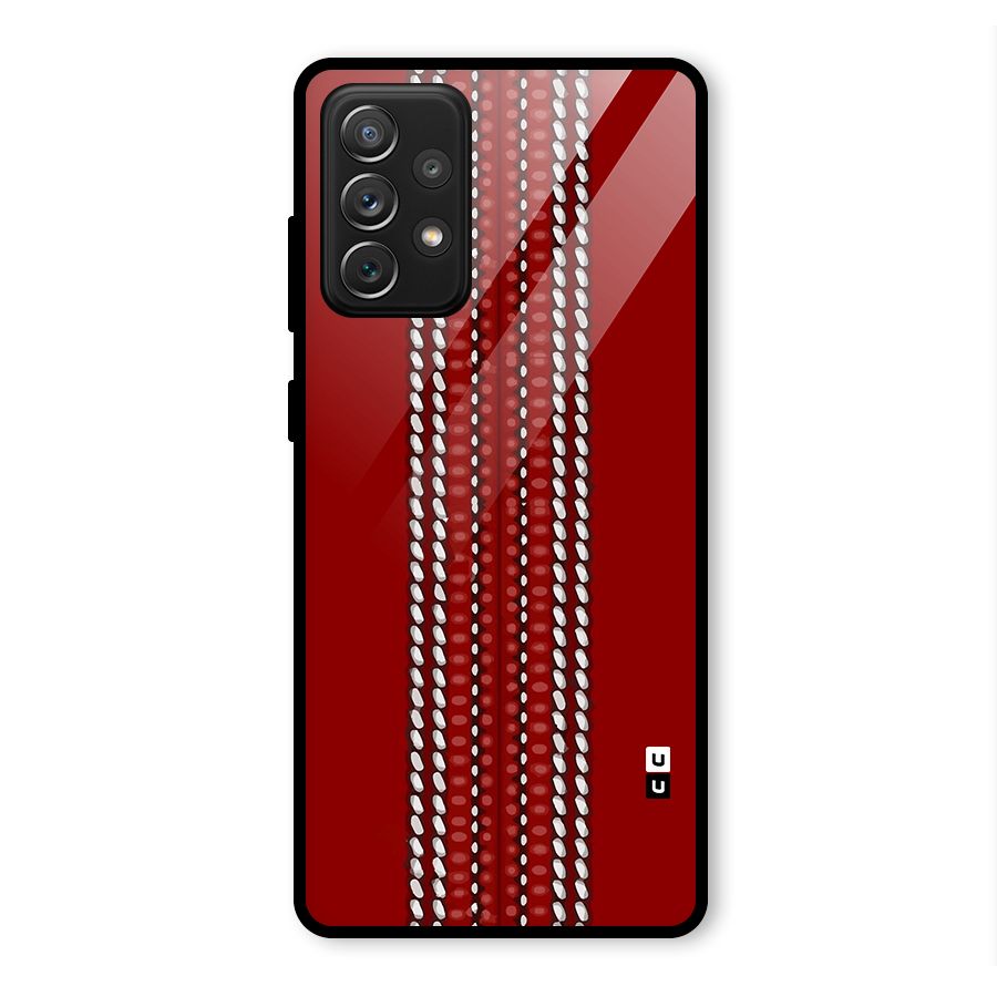 Cricket Ball Pattern Glass Back Case for Galaxy A72