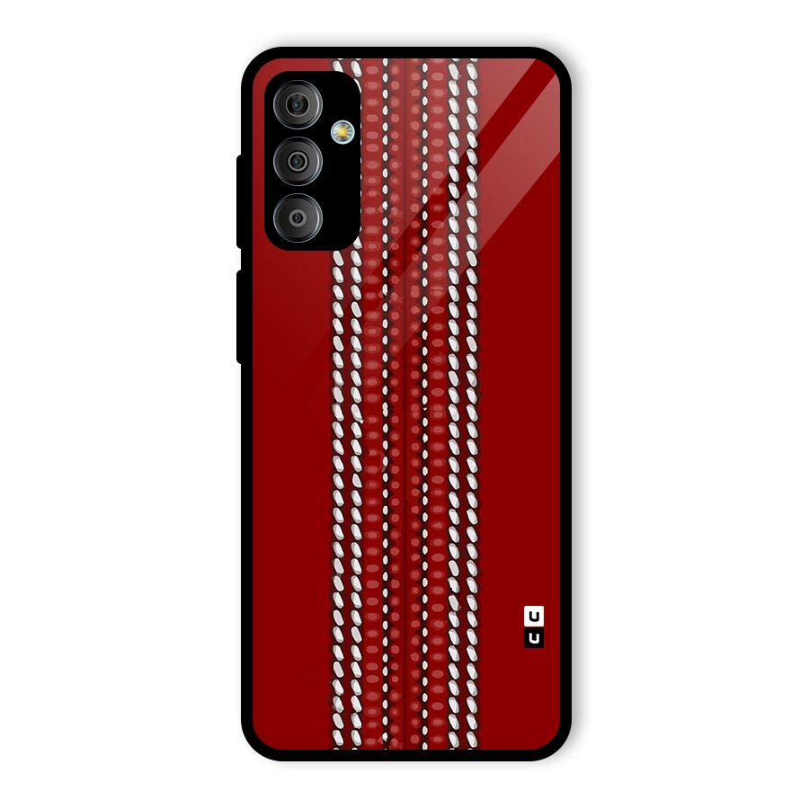 Cricket Ball Pattern Glass Back Case for Galaxy F23