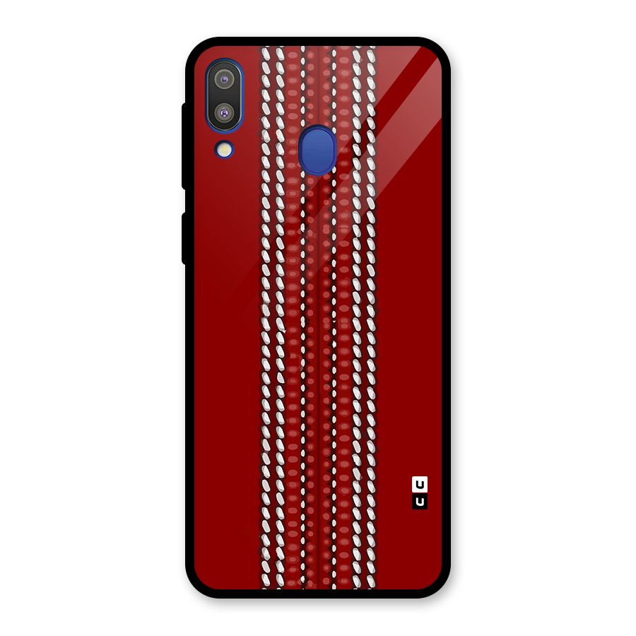 Cricket Ball Pattern Glass Back Case for Galaxy M20