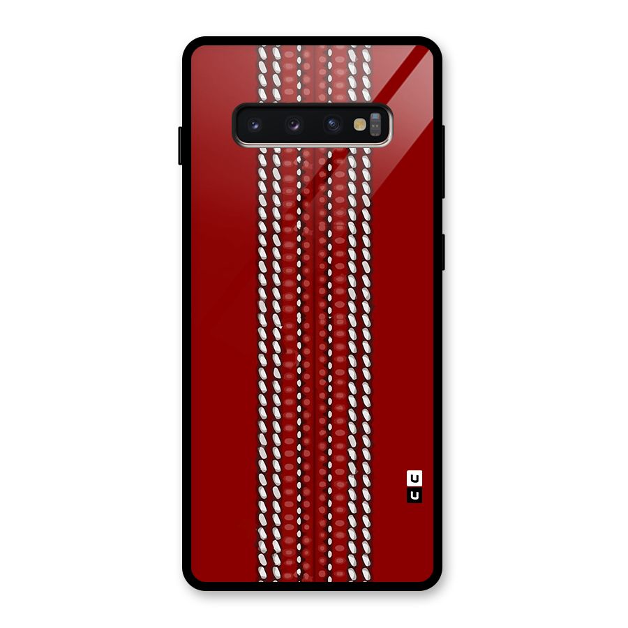 Cricket Ball Pattern Glass Back Case for Galaxy S10 Plus