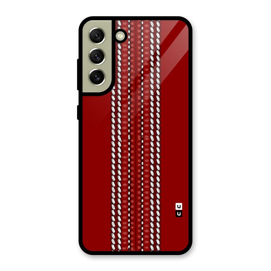 Cricket Ball Pattern Glass Back Case for Galaxy S21 FE 5G
