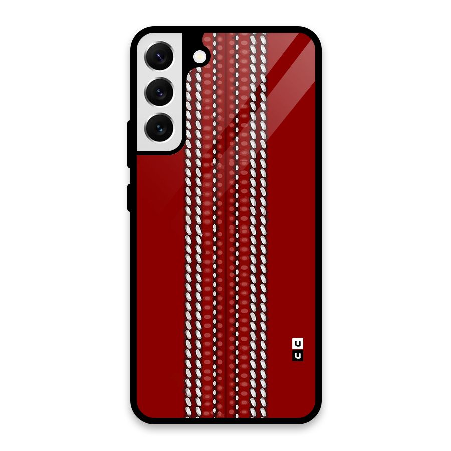 Cricket Ball Pattern Glass Back Case for Galaxy S22 Plus 5G