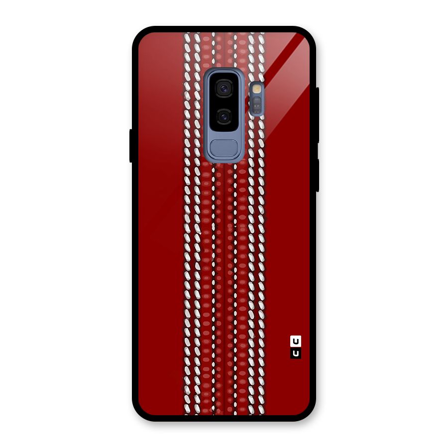 Cricket Ball Pattern Glass Back Case for Galaxy S9 Plus
