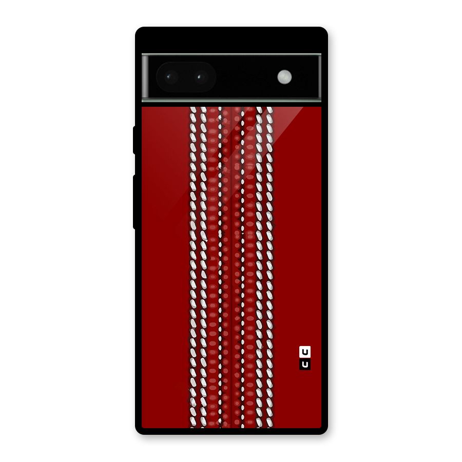 Cricket Ball Pattern Glass Back Case for Google Pixel 6a
