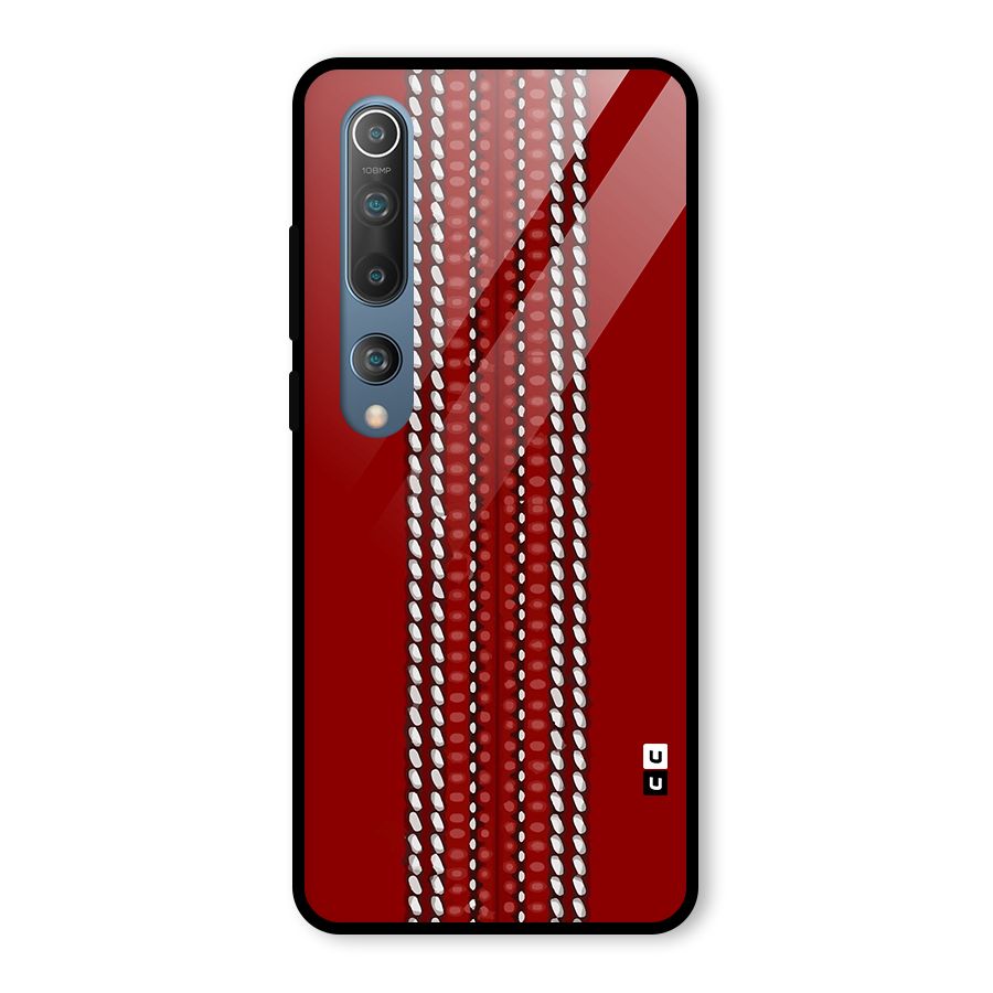 Cricket Ball Pattern Glass Back Case for Mi 10