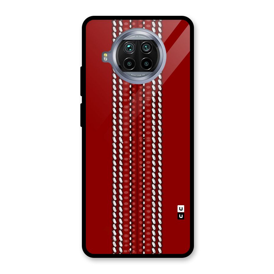 Cricket Ball Pattern Glass Back Case for Mi 10i