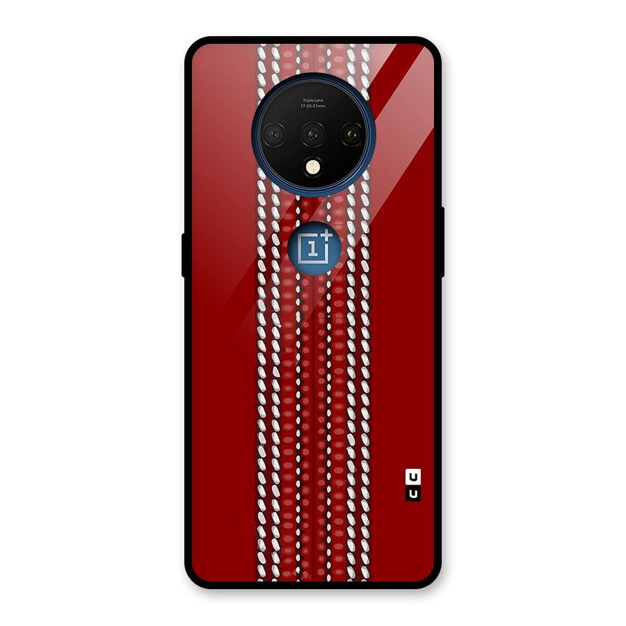 Cricket Ball Pattern Glass Back Case for OnePlus 7T