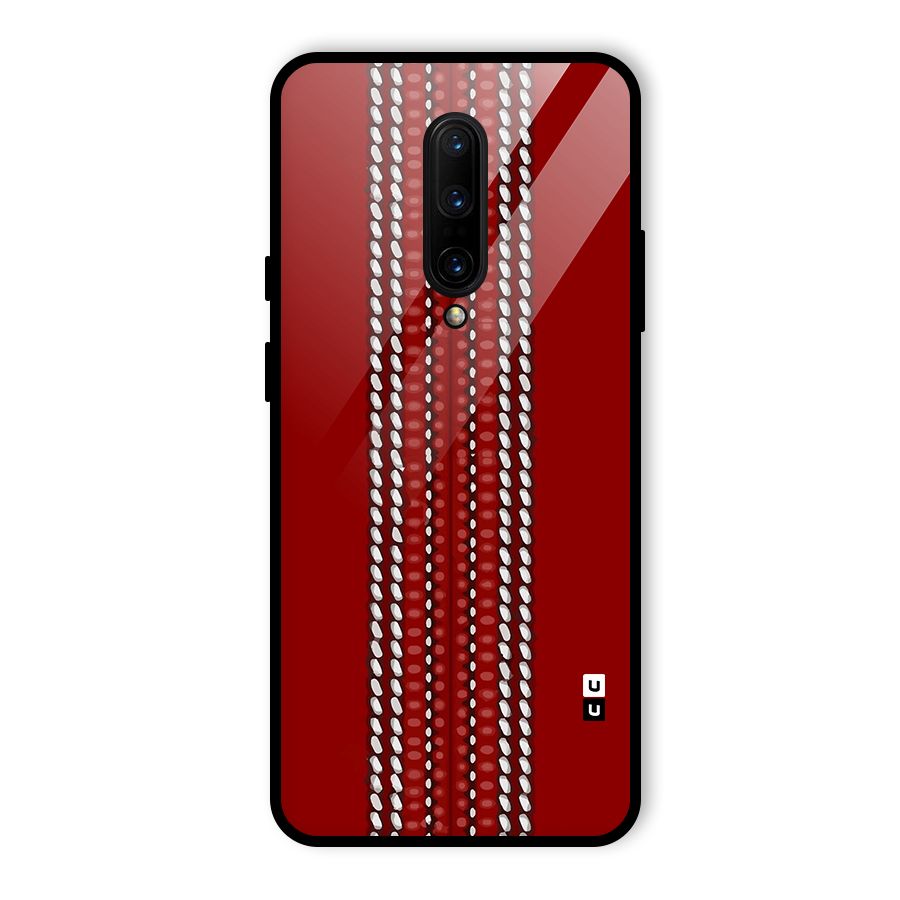 Cricket Ball Pattern Glass Back Case for OnePlus 7 Pro