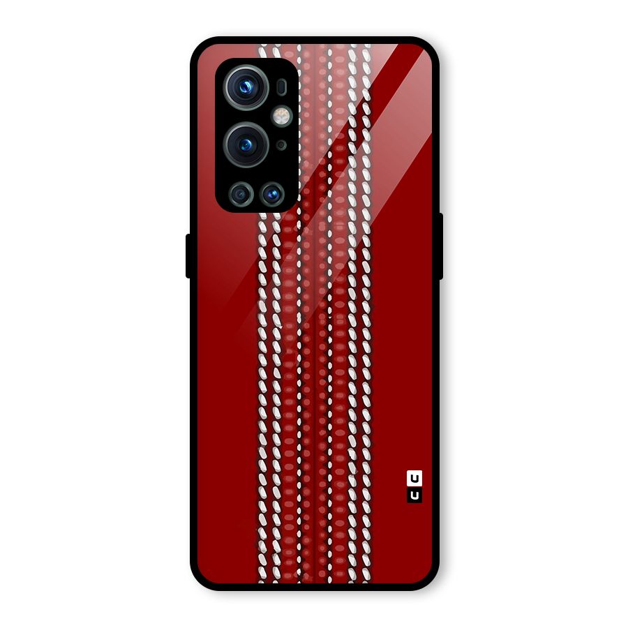 Cricket Ball Pattern Glass Back Case for OnePlus 9 Pro