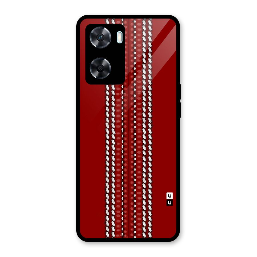 Cricket Ball Pattern Glass Back Case for Oppo A77