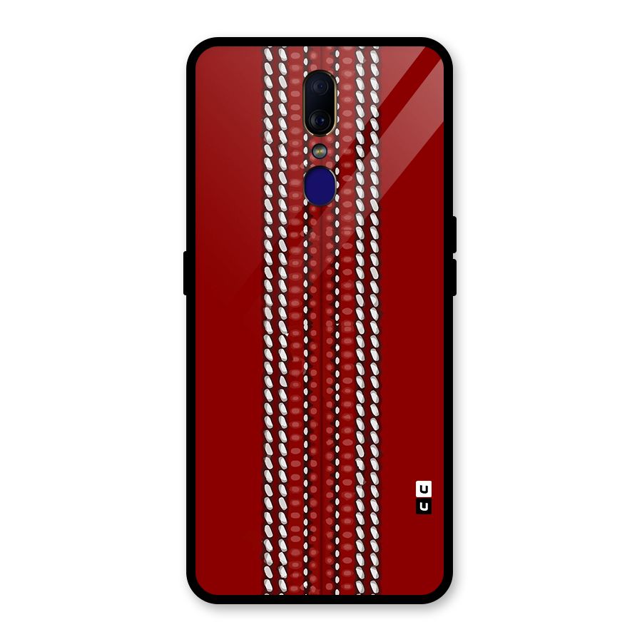 Cricket Ball Pattern Glass Back Case for Oppo F11