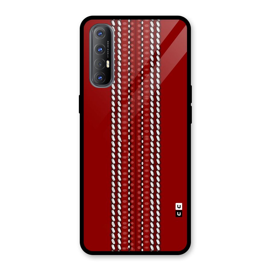 Cricket Ball Pattern Glass Back Case for Oppo Reno3 Pro