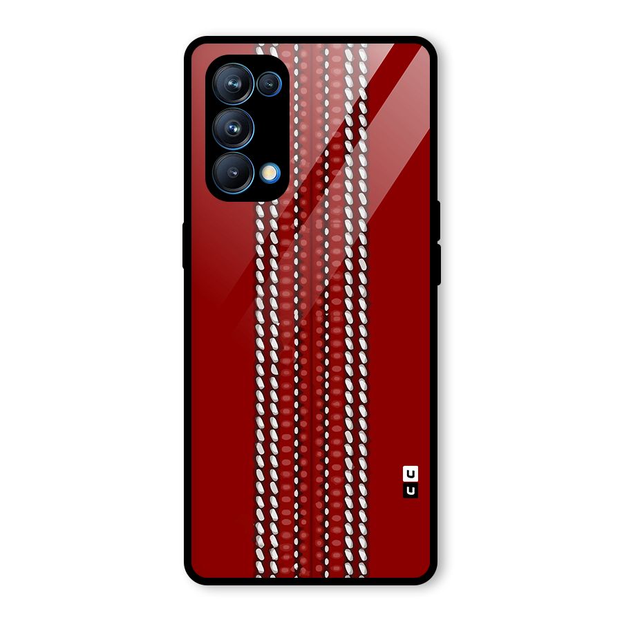 Cricket Ball Pattern Glass Back Case for Oppo Reno5 Pro 5G