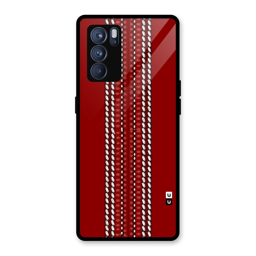 Cricket Ball Pattern Glass Back Case for Oppo Reno6 Pro 5G