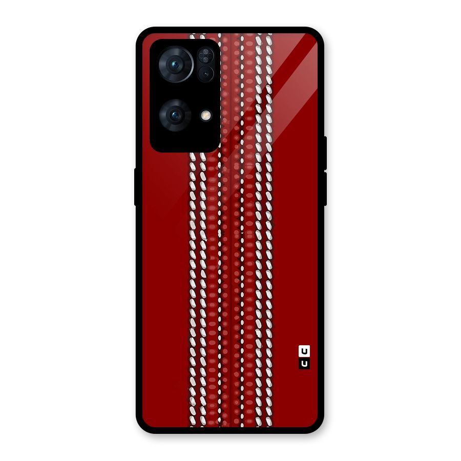 Cricket Ball Pattern Glass Back Case for Oppo Reno7 Pro 5G