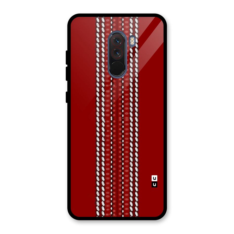 Cricket Ball Pattern Glass Back Case for Poco F1