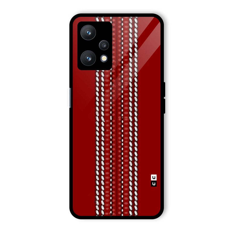 Cricket Ball Pattern Glass Back Case for Realme 9 Pro 5G