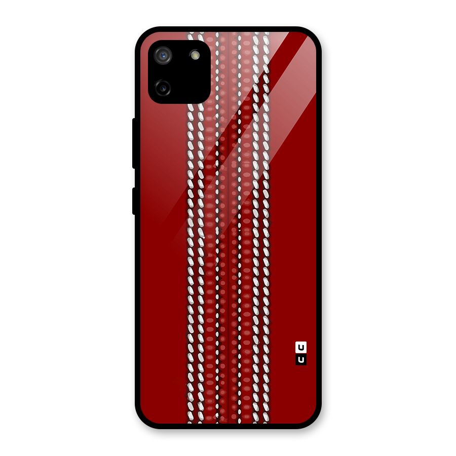 Cricket Ball Pattern Glass Back Case for Realme C11