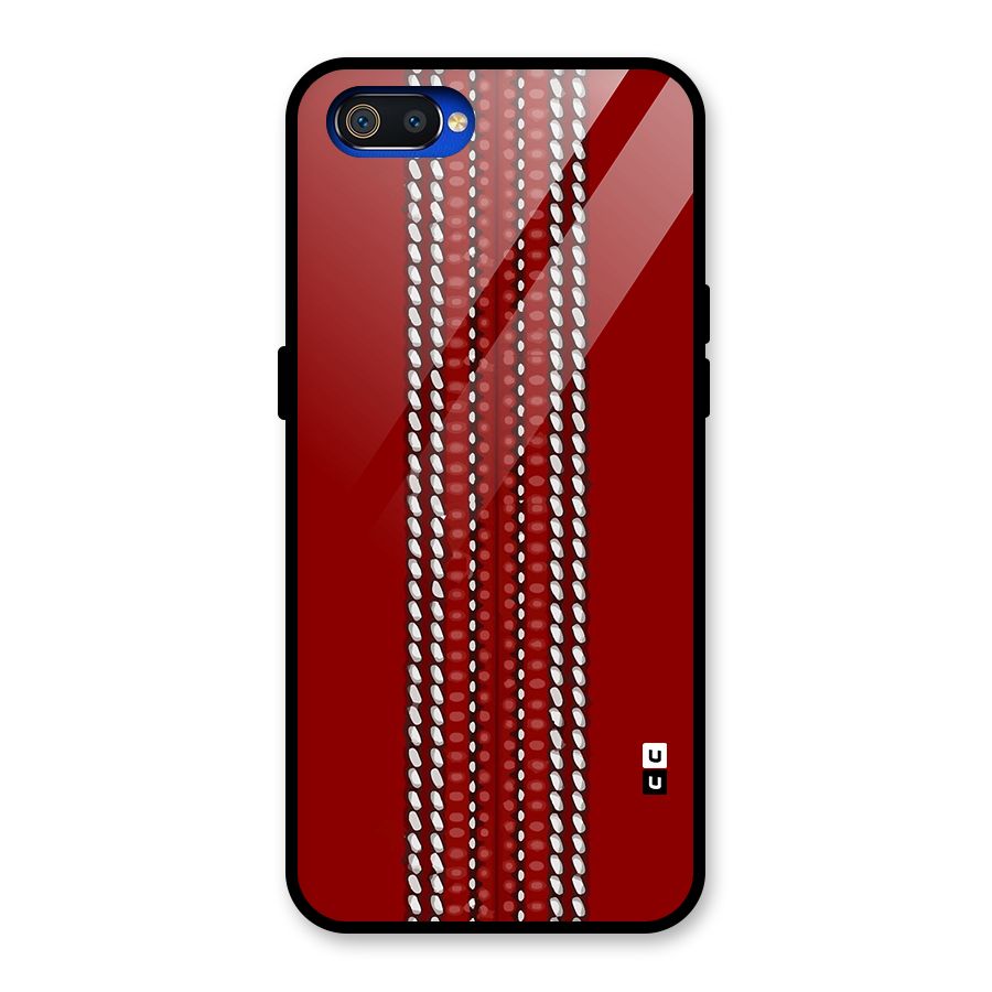 Cricket Ball Pattern Glass Back Case for Realme C2