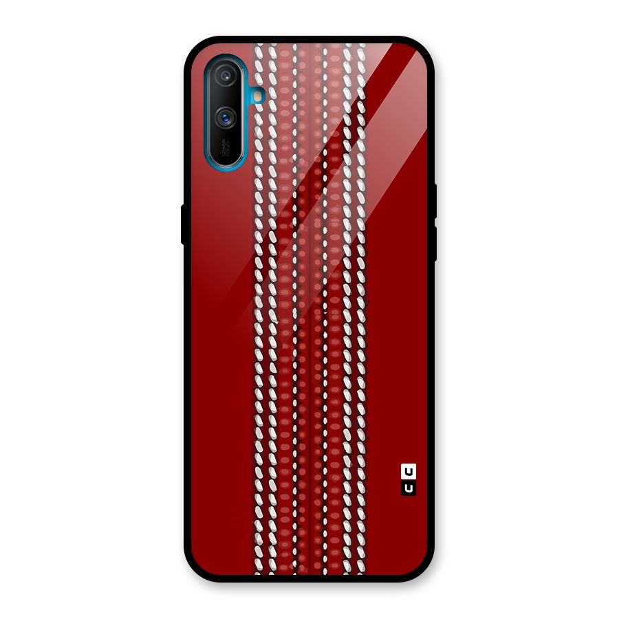 Cricket Ball Pattern Glass Back Case for Realme C3