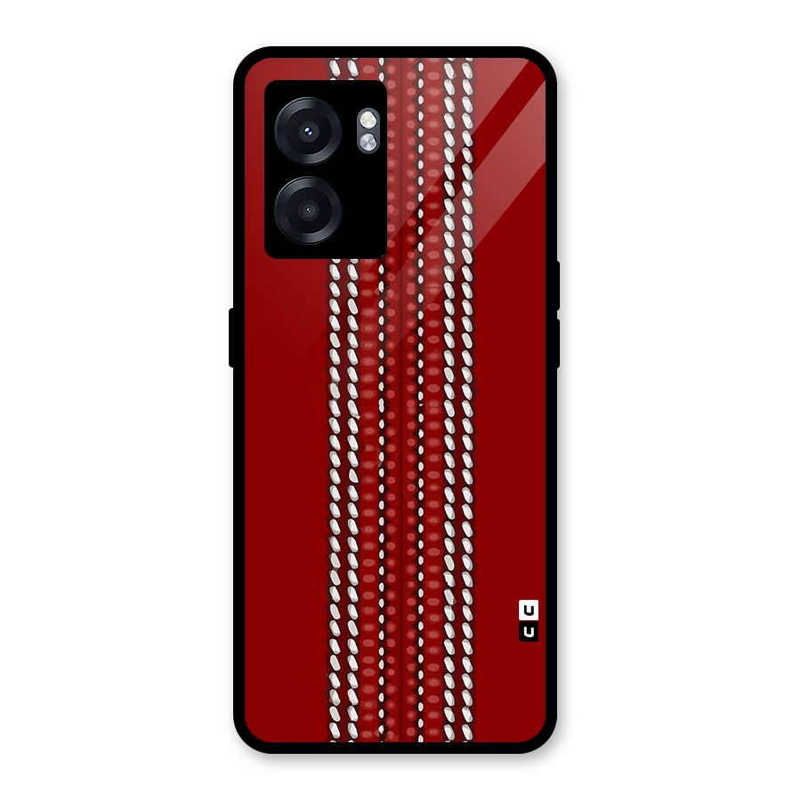Cricket Ball Pattern Glass Back Case for Realme Narzo 50 5G