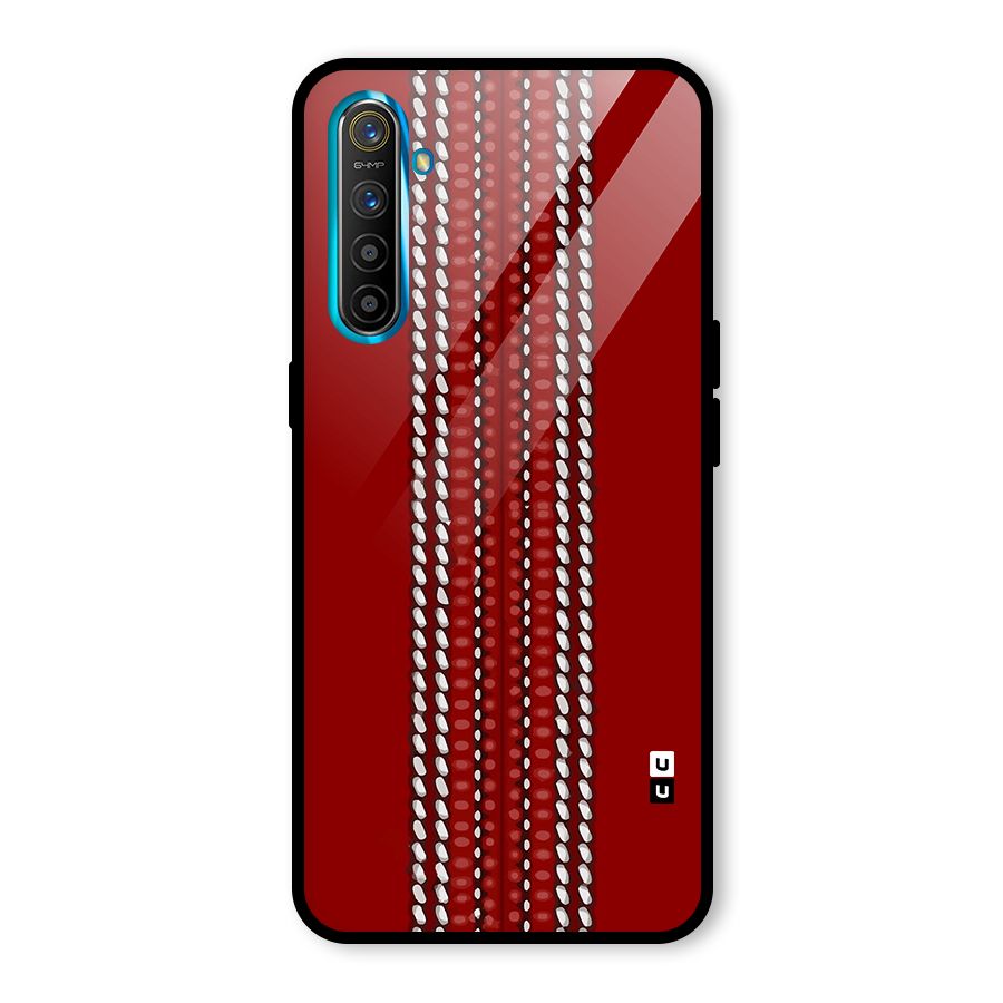 Cricket Ball Pattern Glass Back Case for Realme X2