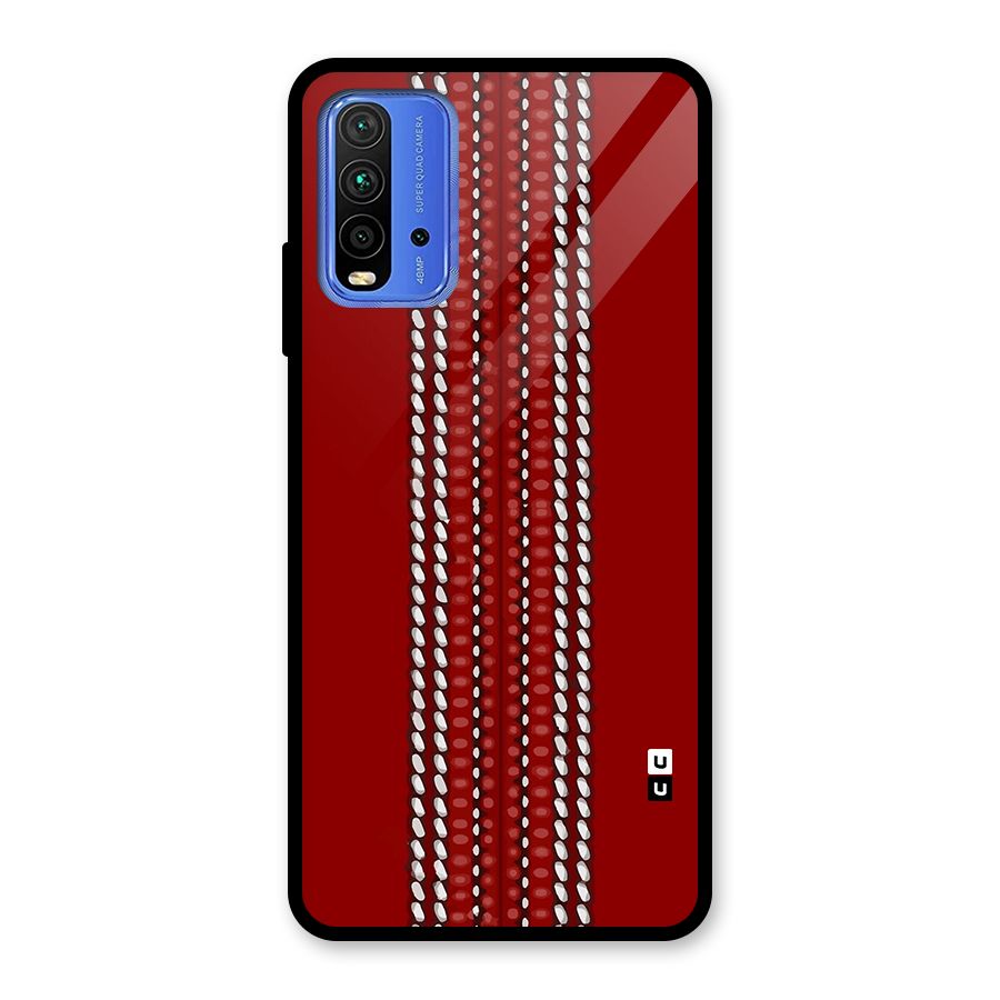 Cricket Ball Pattern Glass Back Case for Redmi 9 Power