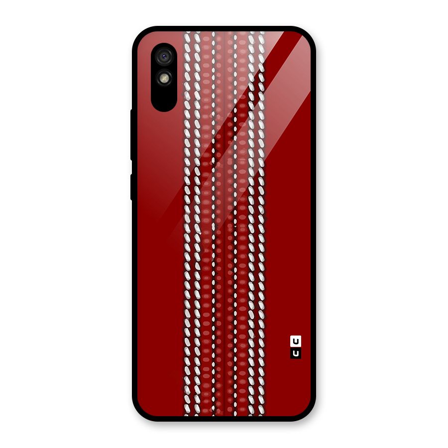 Cricket Ball Pattern Glass Back Case for Redmi 9i