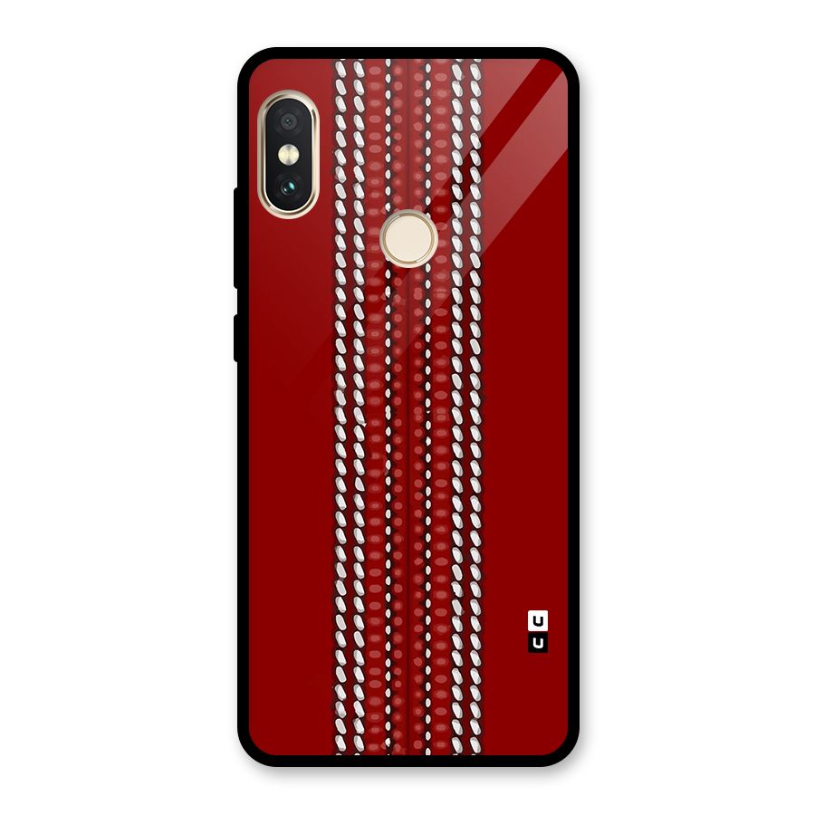 Cricket Ball Pattern Glass Back Case for Redmi Note 5 Pro