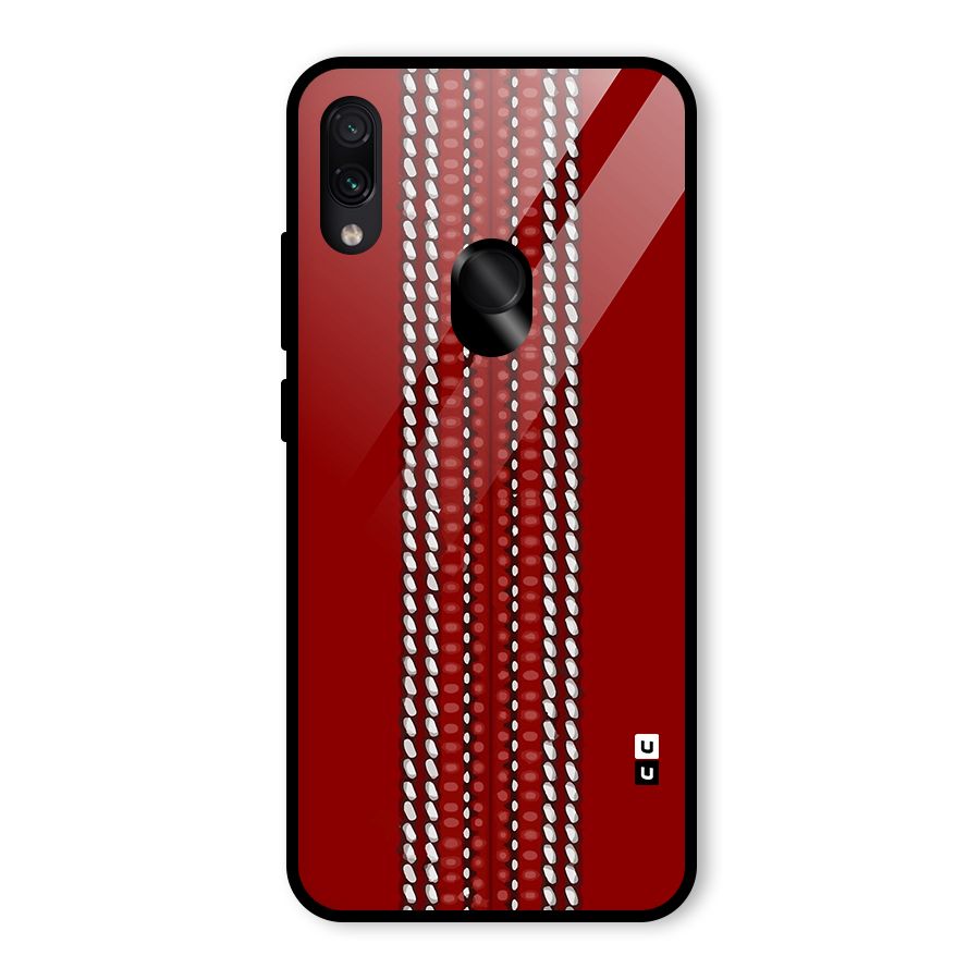 Cricket Ball Pattern Glass Back Case for Redmi Note 7 Pro