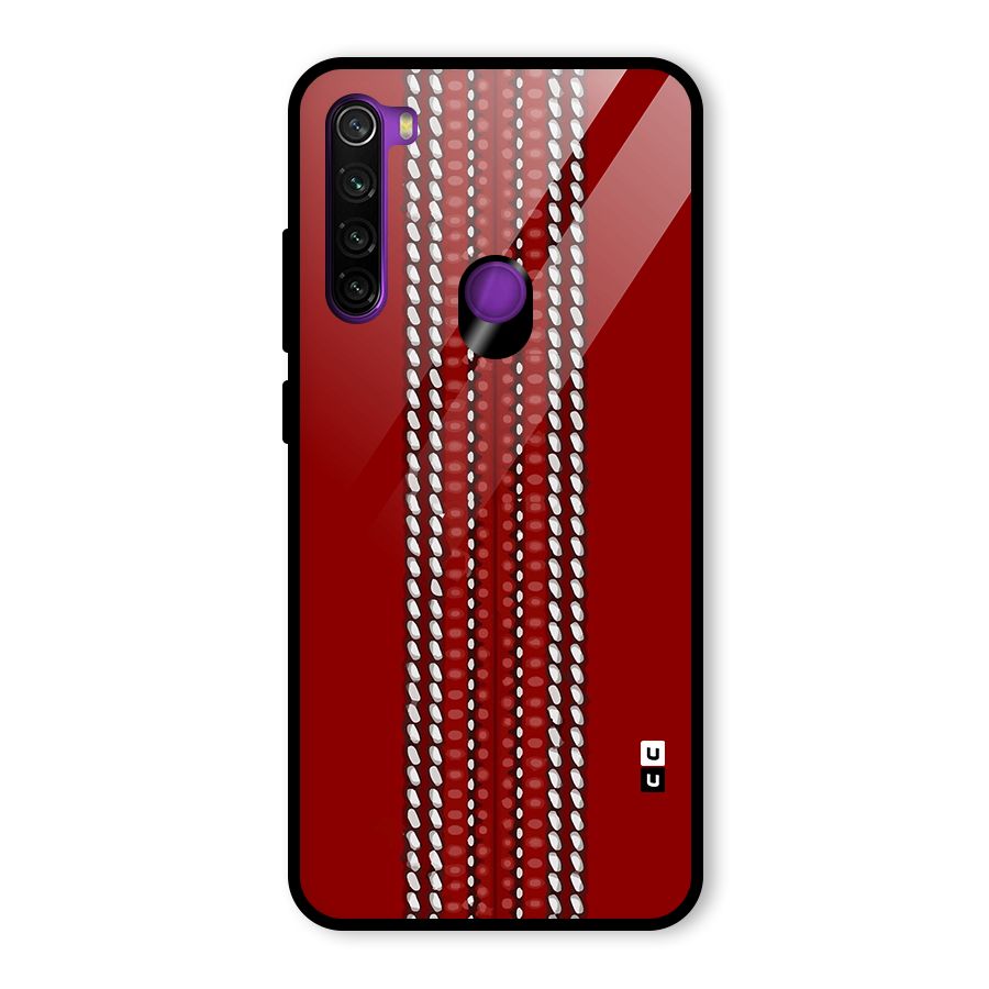 Cricket Ball Pattern Glass Back Case for Redmi Note 8