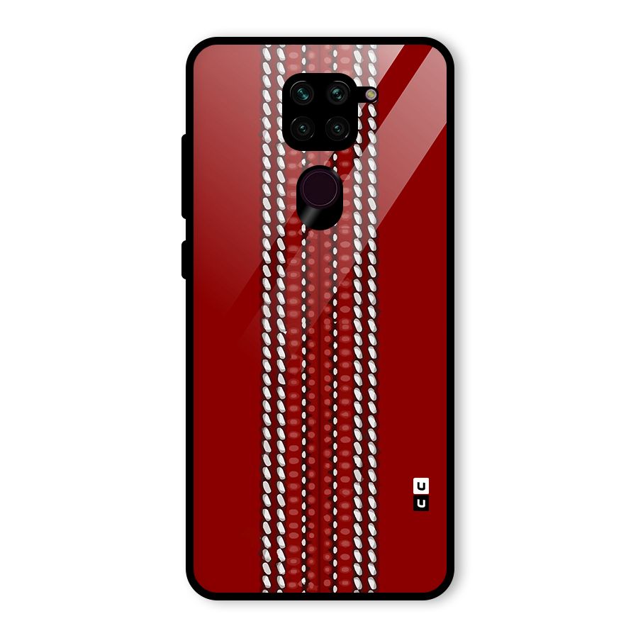 Cricket Ball Pattern Glass Back Case for Redmi Note 9