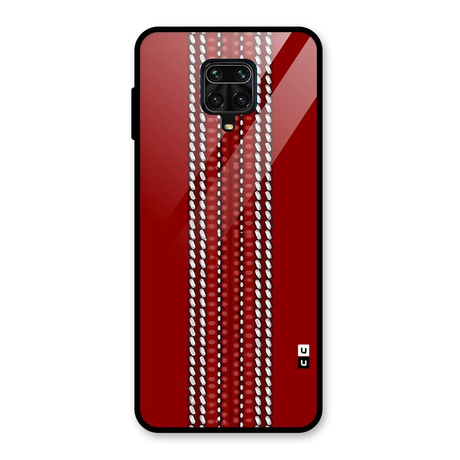 Cricket Ball Pattern Glass Back Case for Redmi Note 9 Pro