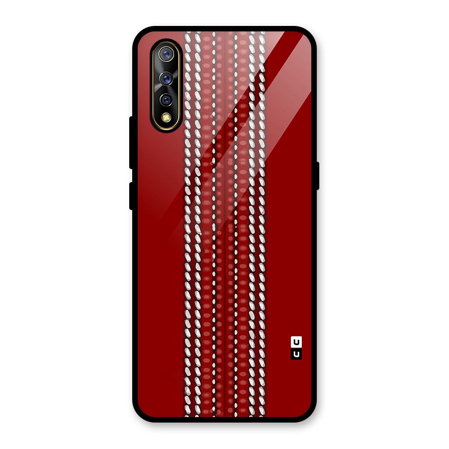Cricket Ball Pattern Glass Back Case for Vivo S1